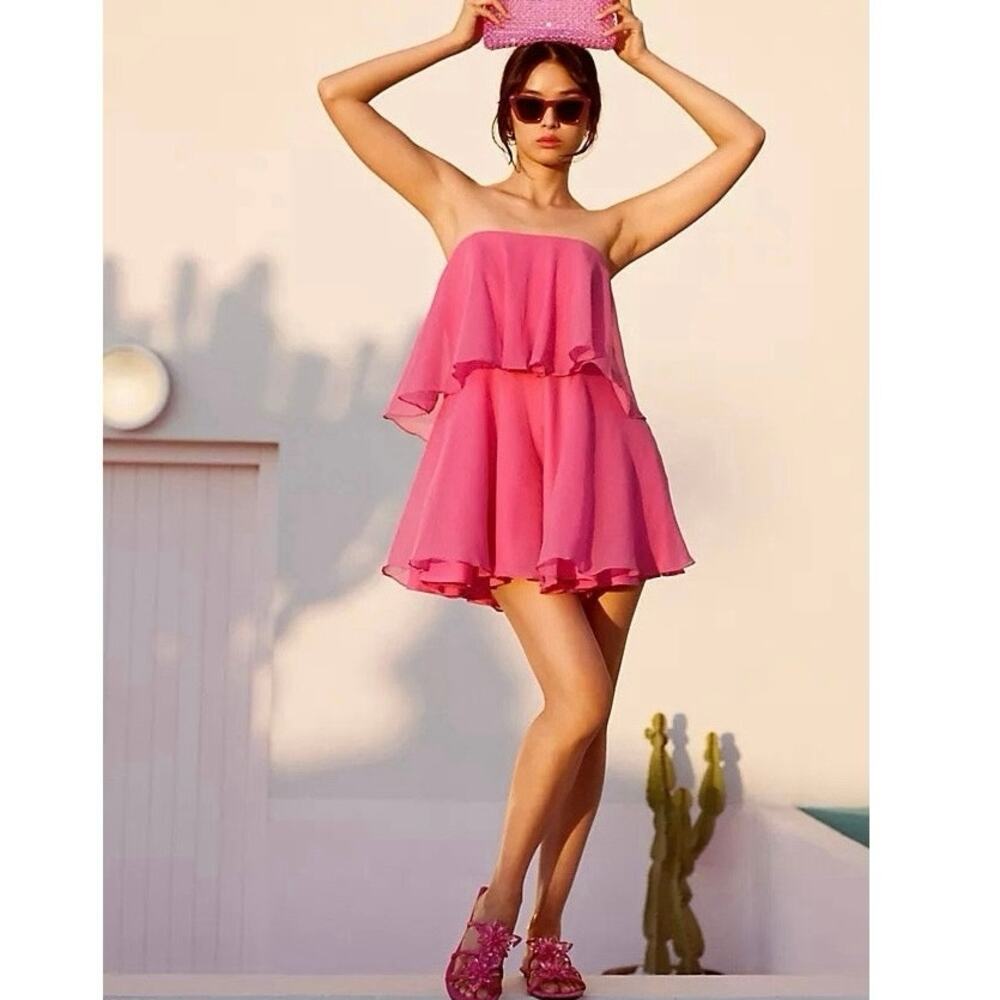 Hutch Anthropologie Pink Strapless Romper size 10 NWT